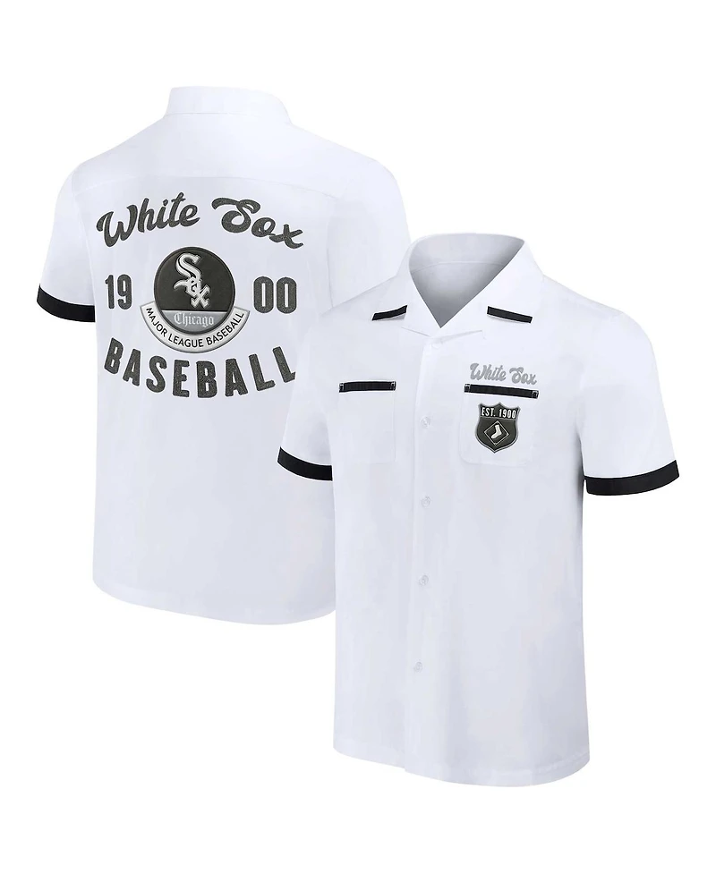 Men's Darius Rucker Collection by Fanatics White Chicago Sox Bowling Button-Up Shirt