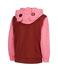 Big Boys Mad Engine Maroon Piggy Hoodie Full-Zip Sweatshirt