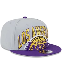 Men's New Era Gray, Purple Los Angeles Lakers Tip-Off Two-Tone 9FIFTY Snapback Hat