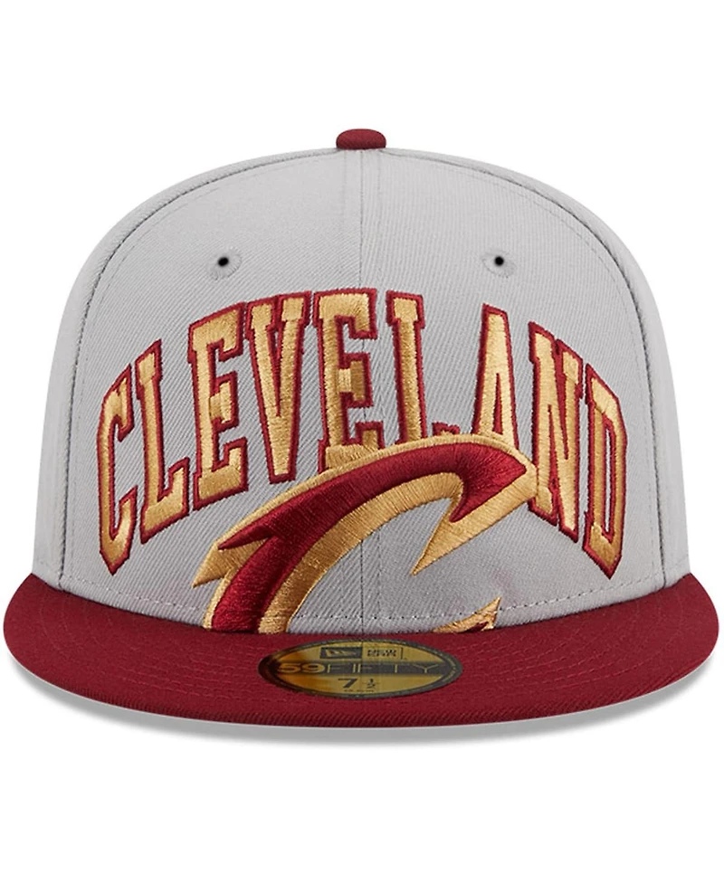 Men's New Era Gray, Wine Cleveland Cavaliers Tip-Off Two-Tone 59FIFTY Fitted Hat