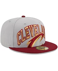 Men's New Era Gray, Wine Cleveland Cavaliers Tip-Off Two-Tone 59FIFTY Fitted Hat