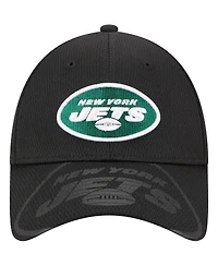 Men's New Era Black New York Jets Top Visor 9FORTY Adjustable Hat