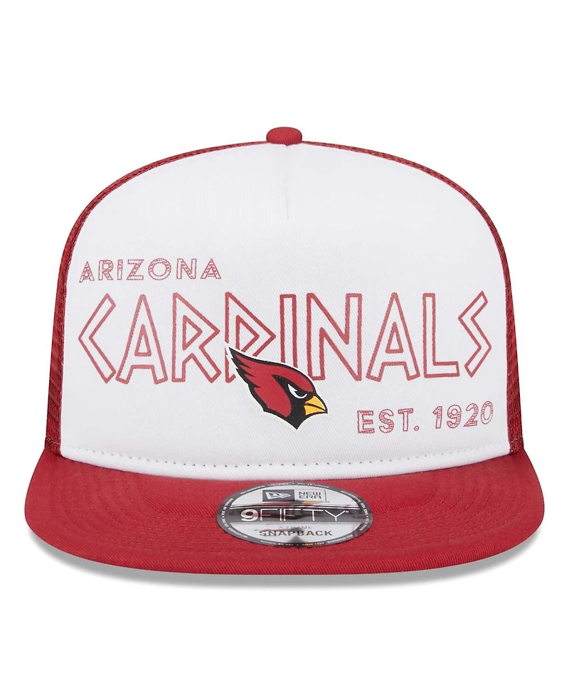Men's New Era White, Cardinal Arizona Cardinals Banger 9FIFTY Trucker Snapback Hat