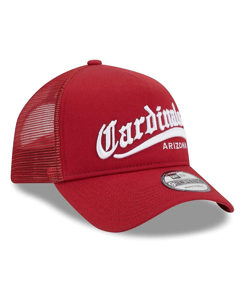 Men's New Era Cardinal Arizona Cardinals Caliber Trucker 9FORTY Adjustable Hat