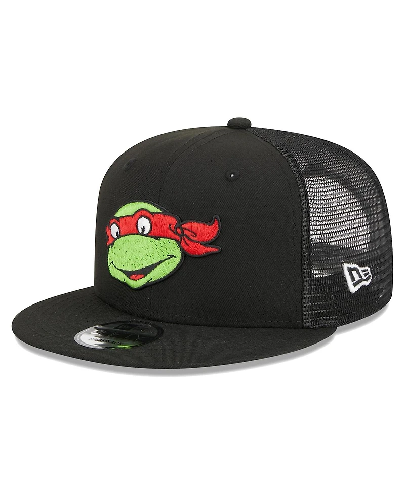 Men's New Era Black Teenage Mutant Ninja Turtles Happy Raphael Trucker 9FIFTY Snapback Hat