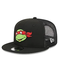 Men's New Era Black Teenage Mutant Ninja Turtles Happy Raphael Trucker 9FIFTY Snapback Hat