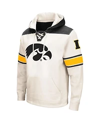 Men's Colosseum Cream Iowa Hawkeyes Big and Tall Hockey Lace-Up Pullover Hoodie