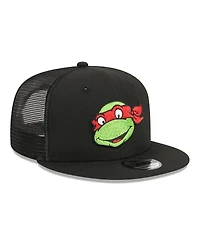 Men's New Era Black Teenage Mutant Ninja Turtles Happy Raphael Trucker 9FIFTY Snapback Hat