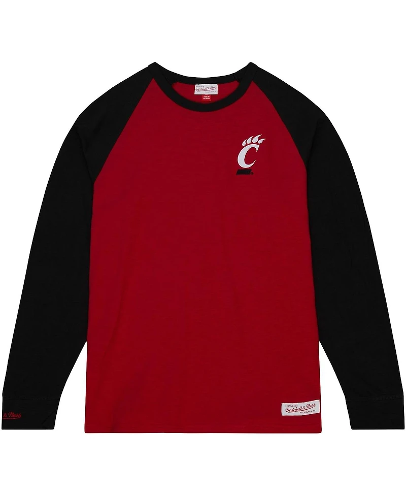 Men's Mitchell & Ness Red Cincinnati Bearcats Legendary Slub Raglan Long Sleeve T-shirt