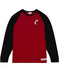 Men's Mitchell & Ness Red Cincinnati Bearcats Legendary Slub Raglan Long Sleeve T-shirt