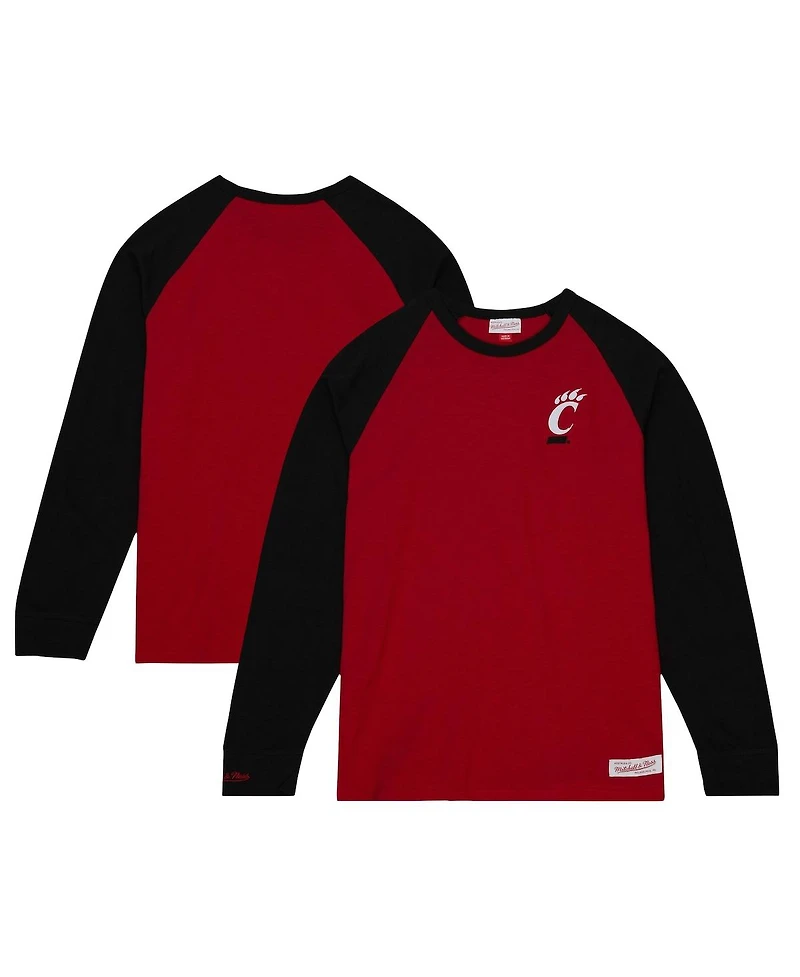 Men's Mitchell & Ness Red Cincinnati Bearcats Legendary Slub Raglan Long Sleeve T-shirt