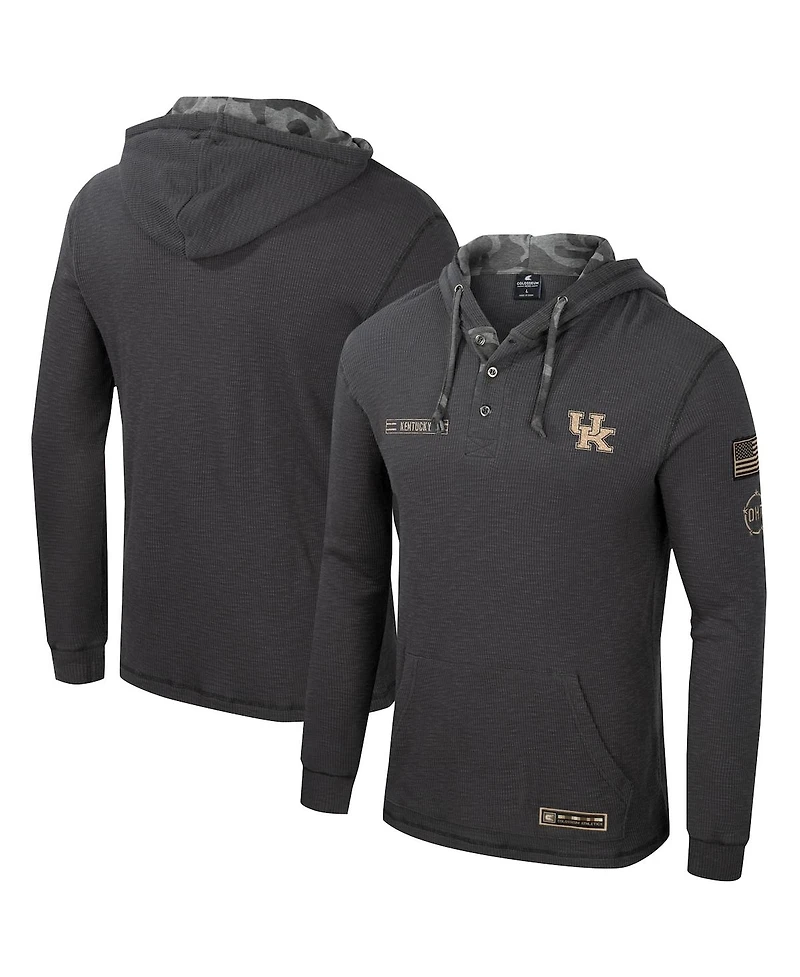 Men's Colosseum Charcoal Kentucky Wildcats Oht Military-Inspired Appreciation Henley Pullover Hoodie