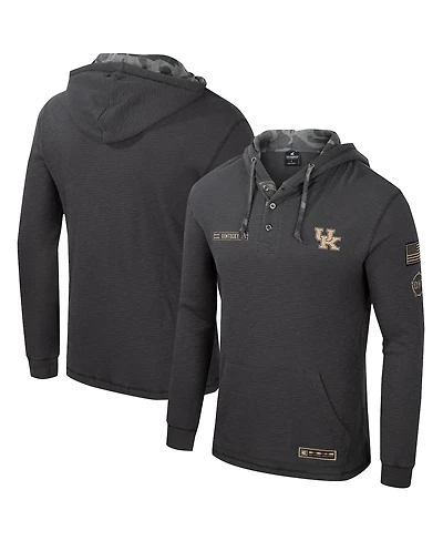 Men's Colosseum Charcoal Kentucky Wildcats Oht Military-Inspired Appreciation Henley Pullover Hoodie