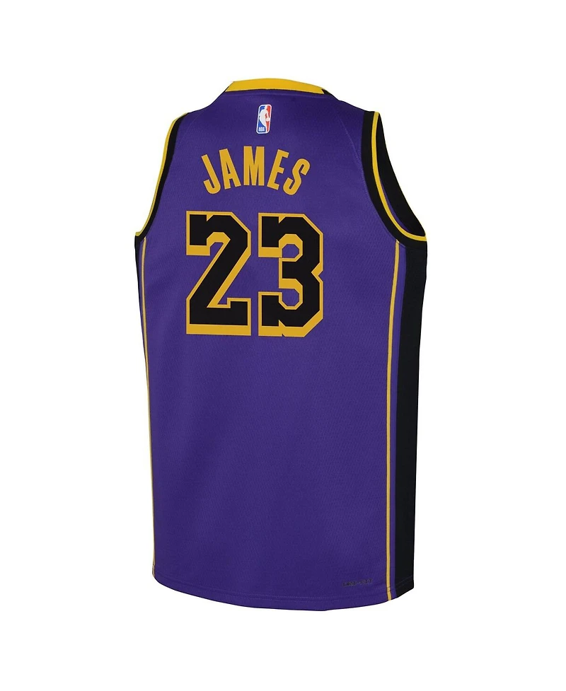 Big Boys Jordan LeBron James Purple Los Angeles Lakers Performance Swingman Jersey - Statement