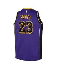 Big Boys Jordan LeBron James Purple Los Angeles Lakers Performance Swingman Jersey - Statement