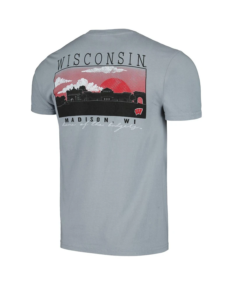 Men's Gray Wisconsin Badgers Campus Scene Comfort Colors T-shirt