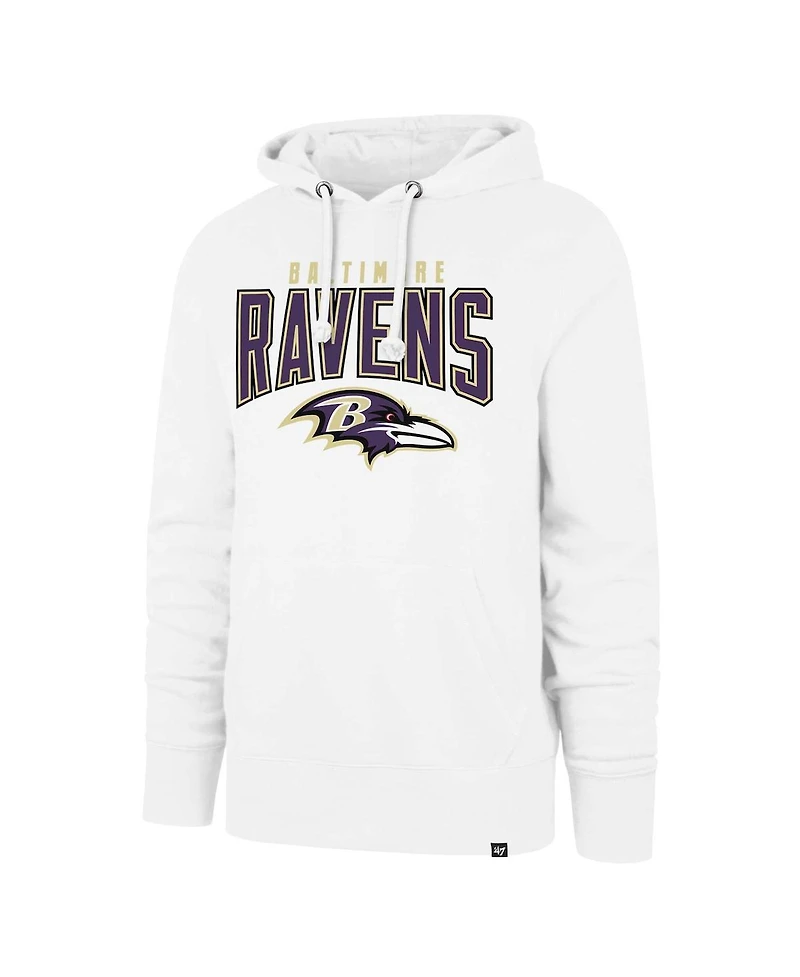 Men's '47 Brand White Baltimore Ravens Elements Arch Headline Pullover Hoodie
