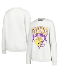 Women's Established & Co. Ash Lsu Tigers Logo Pullover Sweatshirt