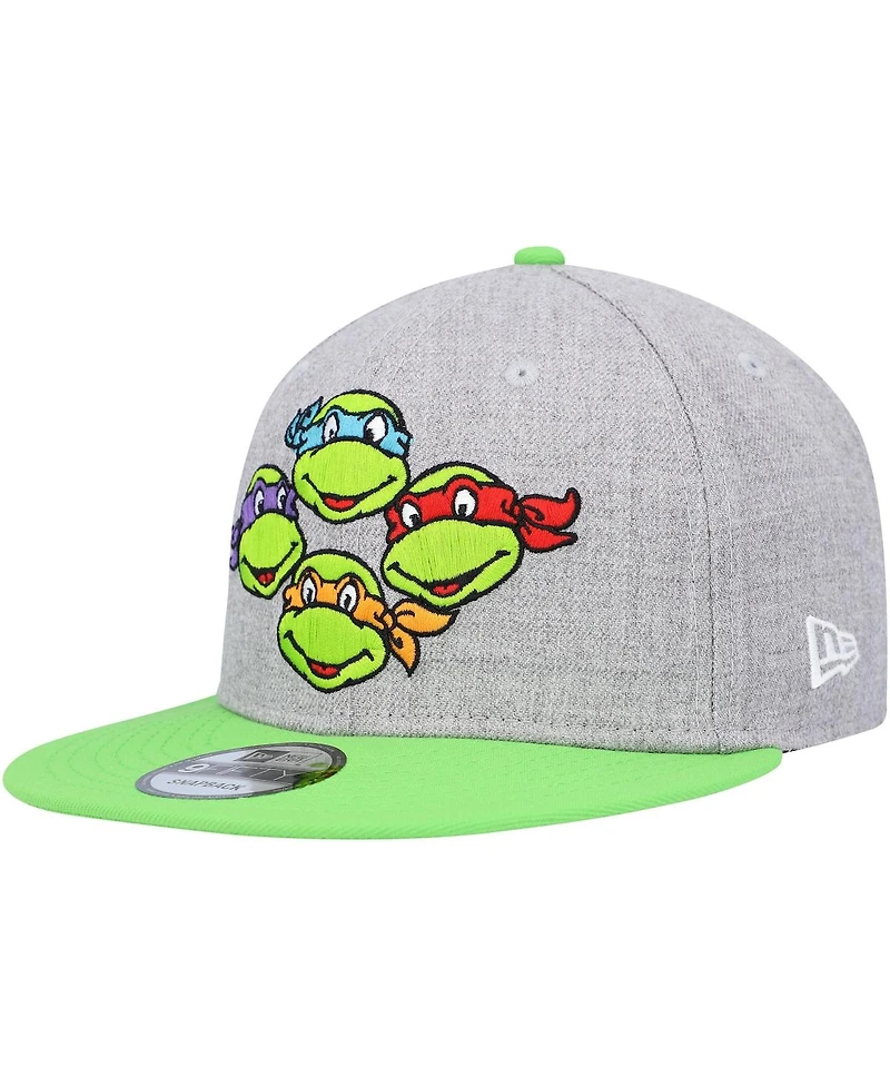 Men's New Era Heather Gray, Neon Green Teenage Mutant Ninja Turtles Trucker 9FIFTY Snapback Hat