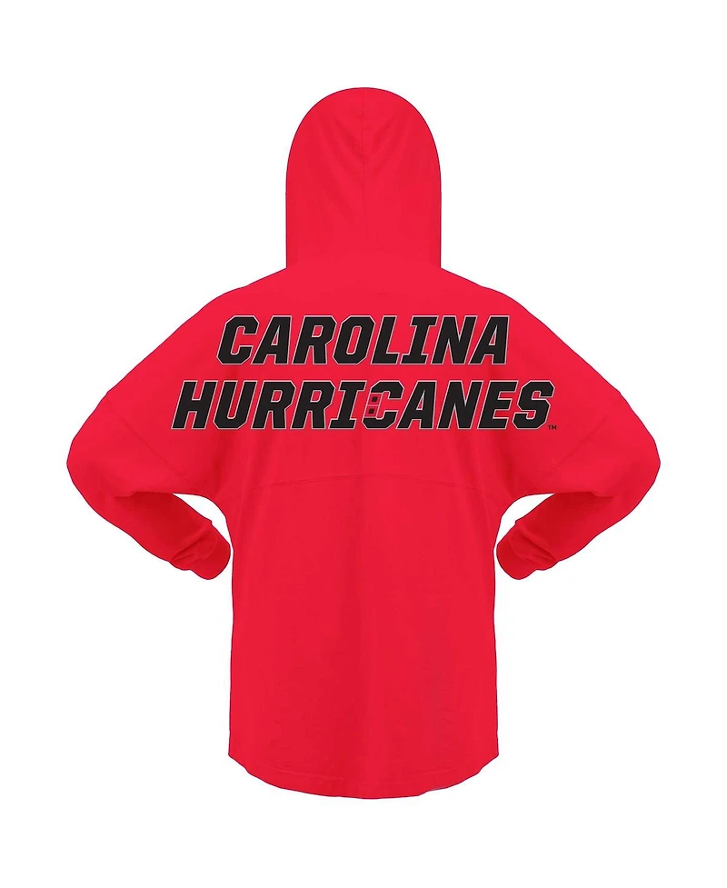 Women's Fanatics Red Carolina Hurricanes Jersey Lace-Up V-Neck Long Sleeve Hoodie T-shirt