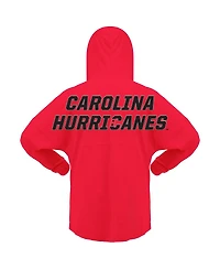 Women's Fanatics Red Carolina Hurricanes Jersey Lace-Up V-Neck Long Sleeve Hoodie T-shirt