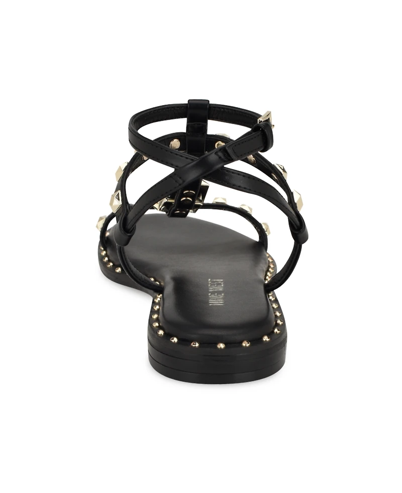 Nine West Women's Marcila Studded Strappy Flat Sandals