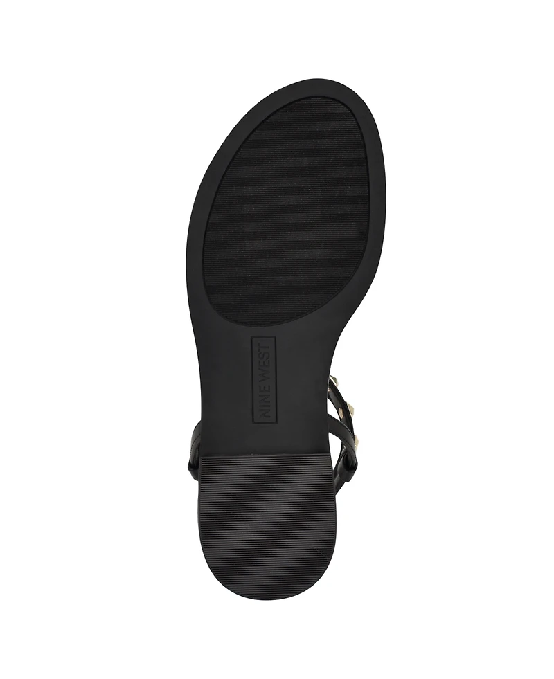 Nine West Women's Marcila Studded Strappy Flat Sandals
