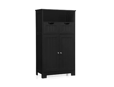 Wooden Bathroom Side Cabinet with 2 Drawers and Doors for Extra Storage