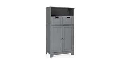 Wooden Bathroom Side Cabinet with 2 Drawers and 2 Doors for Extra Storage
