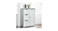 Bathroom Floor Cabinet Side Storage Cabinet with 3 Drawers and 1 Cupboard