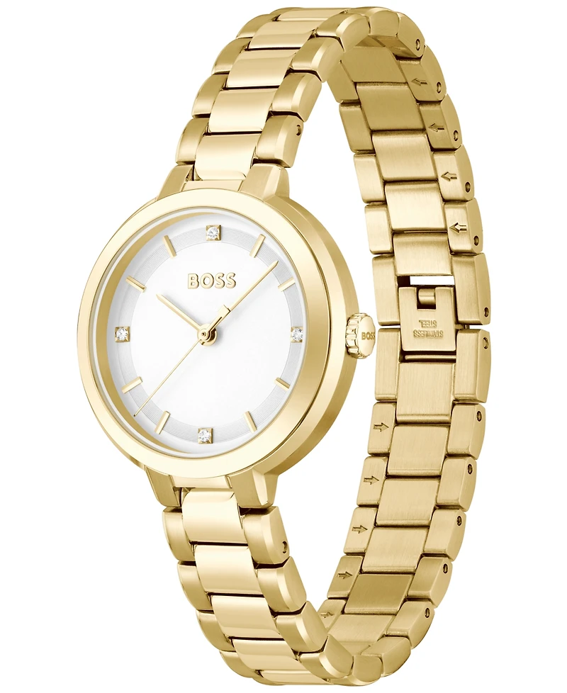 Hugo Boss Women's Sena Quartz Ionic Plated Thin Gold-Tone Steel Watch 34mm