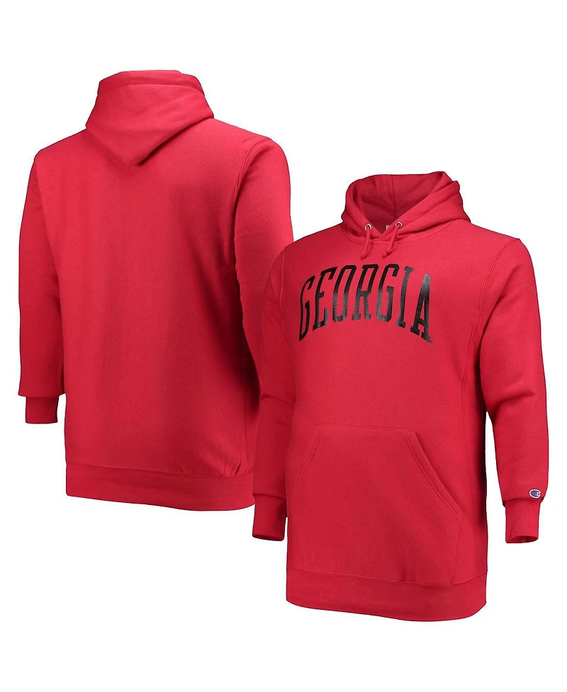 Men's Champion Red Georgia Bulldogs Big and Tall Reverse Weave Fleece Pullover Hoodie Sweatshirt