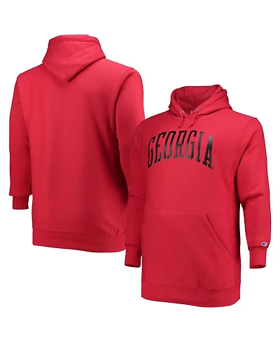 Men's Champion Red Georgia Bulldogs Big and Tall Reverse Weave Fleece Pullover Hoodie Sweatshirt