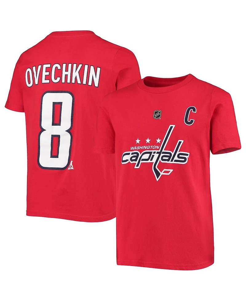 Youth Alexander Ovechkin Red Washington Capitals Player Name and Number T-shirt