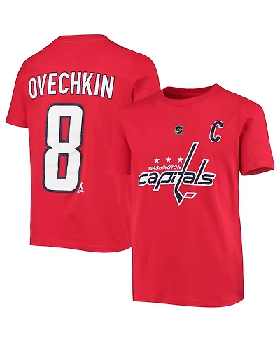 Youth Alexander Ovechkin Red Washington Capitals Player Name and Number T-shirt