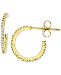 Cubic Zirconia Studded Small Narrow Hoop Earrings, 0.63"