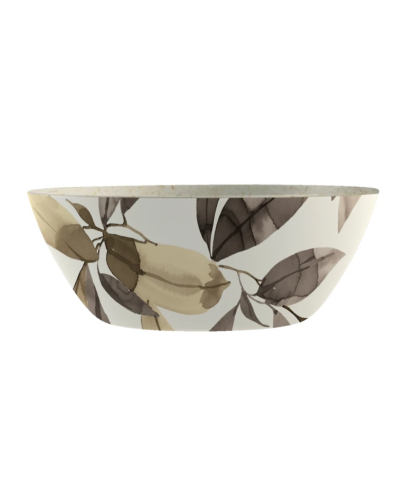 Abode Homewares Bali Leaves 7.1" Cereal Bowl Merge 37 oz, Set of 6, Service for 6