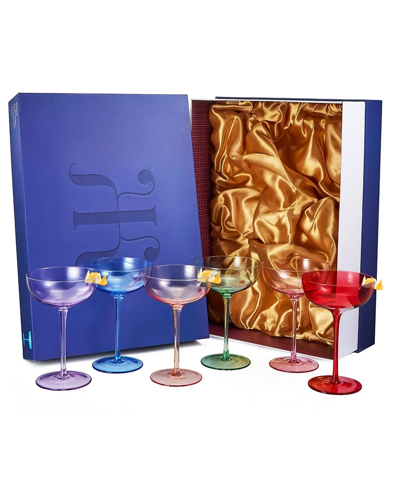 The Wine Savant Colored Coupe Glasses, Set of 6