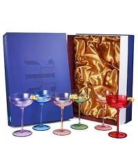 The Wine Savant Colored Coupe Glasses, Set of 6