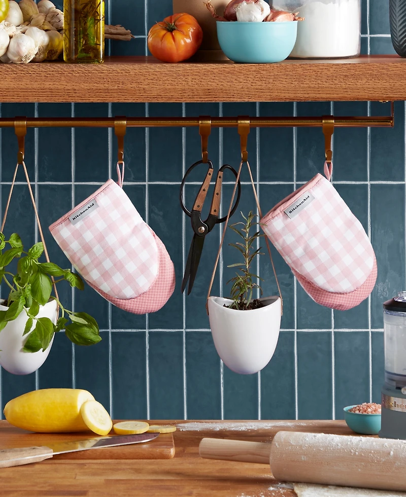 KitchenAid Gingham Mini Oven Mitt 2-Pack Set, 5.5" x 8"