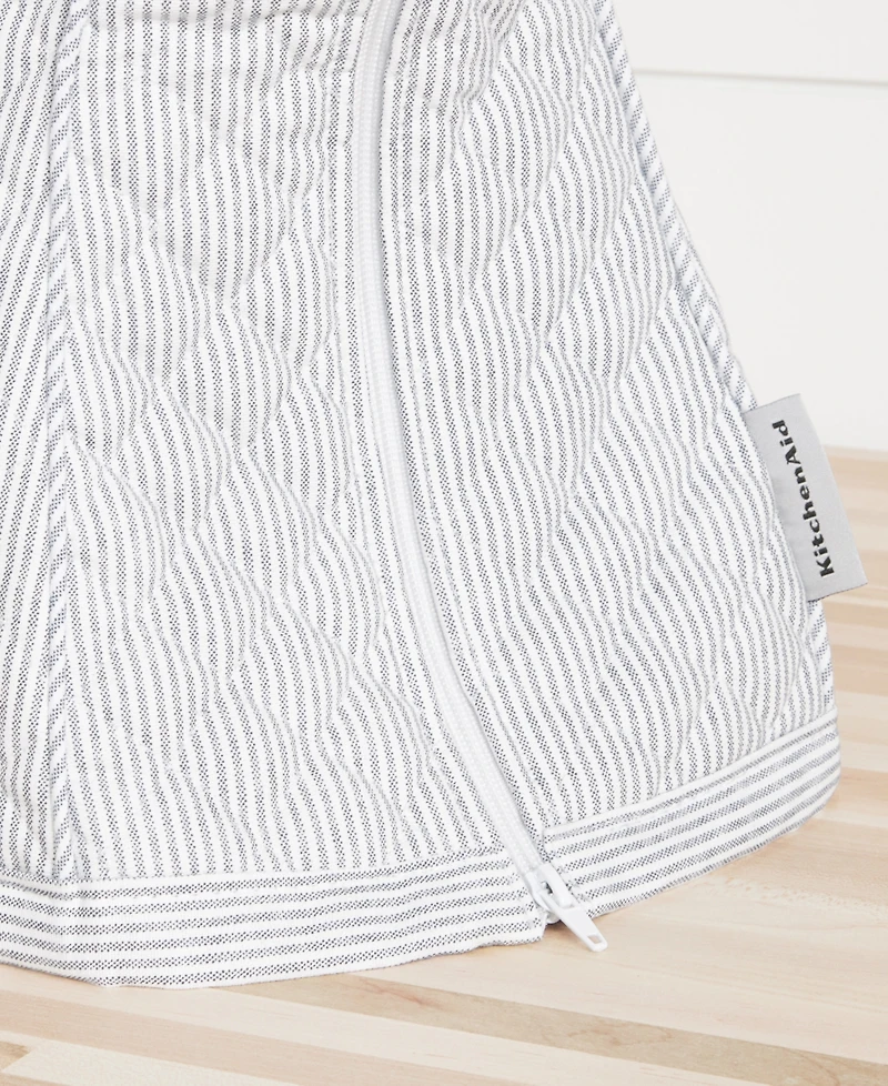 KitchenAid Fitted Tilt-Head Ticking Stripe Stand Mixer Cover with Storage Pocket Quilted, 14.37" x 18" x 10"