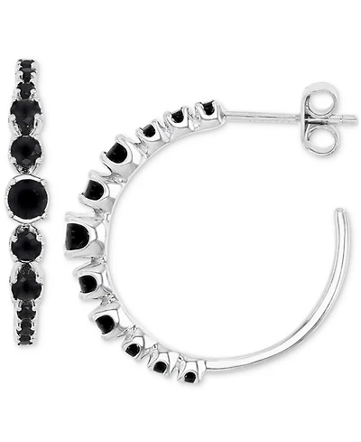 Black Spinel Graduated Small Hoop Earrings (1-3/8 ct. t.w.) in Sterling Silver, 0.79"