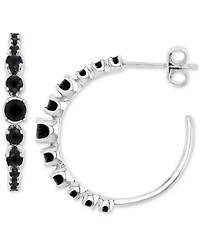 Black Spinel Graduated Small Hoop Earrings (1-3/8 ct. t.w.) in Sterling Silver, 0.79"