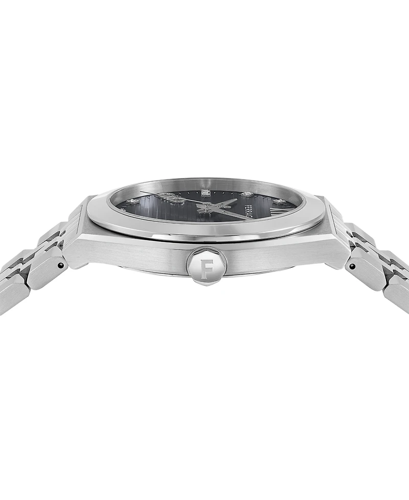 Salvatore Ferragamo Men's Swiss Diamond (1/20 ct. t.w.) Stainless Steel Bracelet Watch 40mm