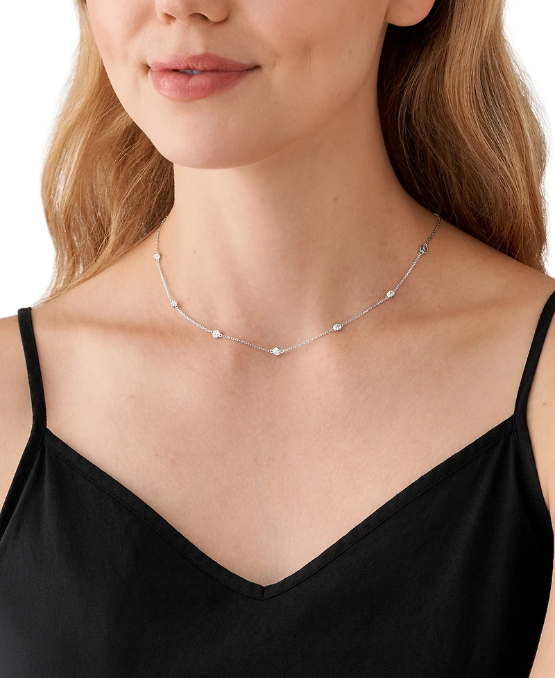 Michael Kors Gold-Tone or Silver-Tone Sterling Silver Station Necklace
