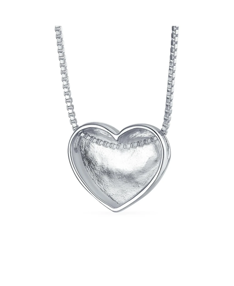 Bling Jewelry Plain Simple Heart Pendant Necklace Slide Pendant Sterling Silver