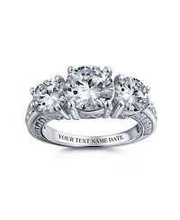 Bling Jewelry Milgrain 4CTW Round Solitaire Three Stone Cz Promise Ring Silver