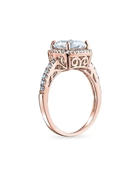 Bling Jewelry 3CT Cz Cubic Zirconia Halo Solitaire Square Radiant Cushion Cut Promise Ring Sterling Silver 1MM Thin Band