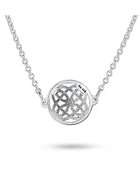 Bling Jewelry Ancient Round Disc Irish Infinity Love Knot Celtic Medallion Pendant Station Necklace Sterling Silver