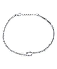 Bling Jewelry Love Knot Infinity Anklet Ankle Bracelet Split Beaded Ball Snake Chain Sterling Silver Adjustable 9 To 10 Inch
